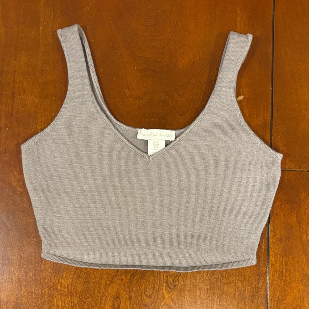 House of Harlow 1960 Gray V-Neck Crop Top